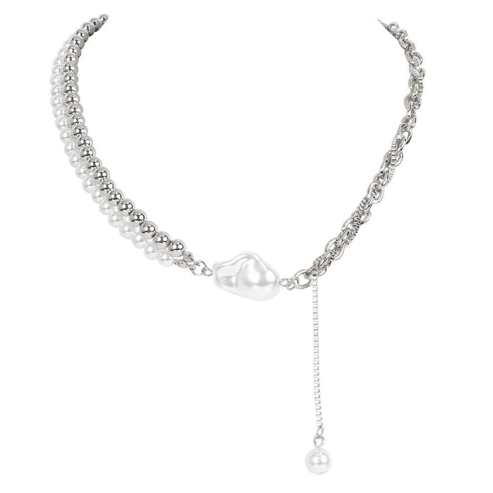 European and American retro pearl necklace women's fashion personality double-layer pearl pendant collarbone chain necklace jewelry 16660