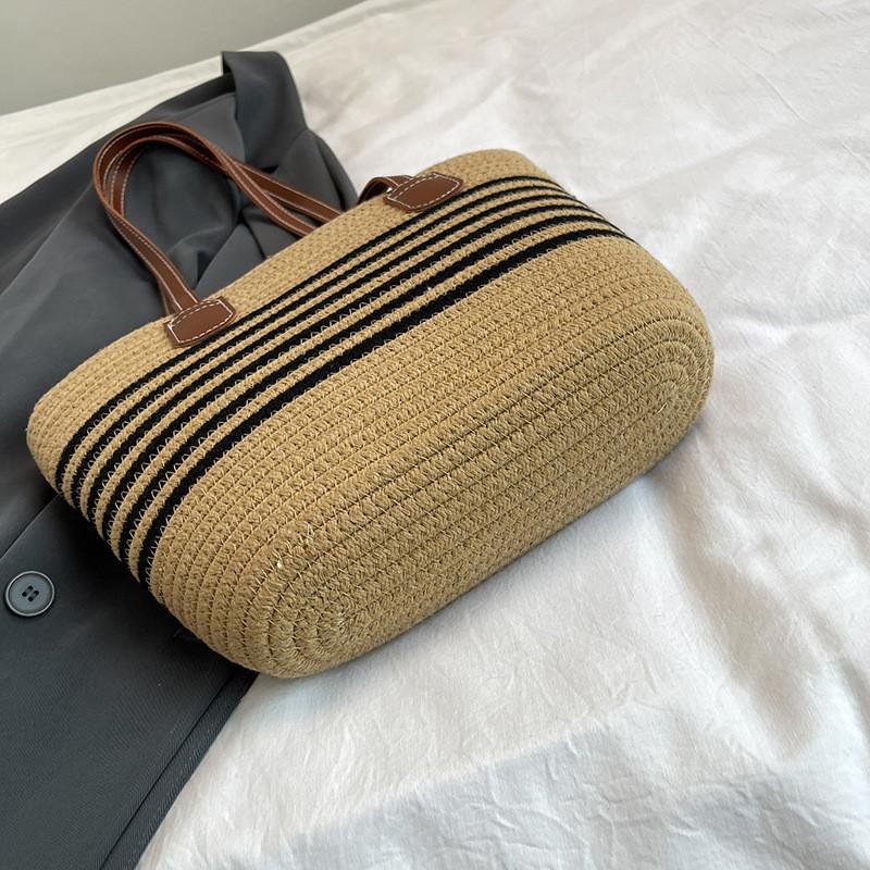 Bohemian Woven Straw Tote Bag Large Capacity For Casual Beach Day Travel
