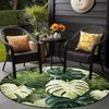 Monstera Leaf Round Rug Flannel Soft Non Slip Floor Mat Tropical Plant Decor for Living Room Bedroom Outdoor Patio Garden