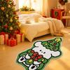 New Cartoon Christmas Carpet Imitation Cashmere Non-Slip Backing Bedroom Rug Soft Xmas Tree Shape Floor Mat Household Use