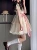 Women's Summer Floral Doll Collar Dress with Puff Sleeves and Waist-Cinched Fluffy Skirt