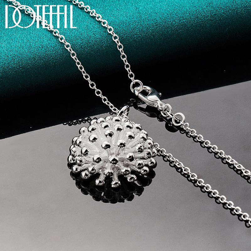 925 Sterling Silver Fireworks Pendant Necklace, Wedding Fashion Jewelry