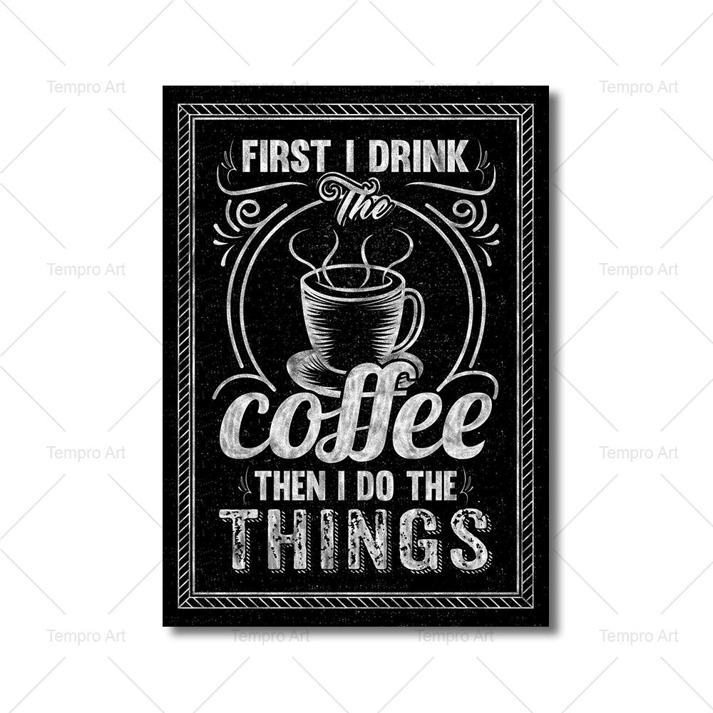 Canvas Painting Retro Wall Pictures Coffee Shop Decoration Coffee Art Vintage Style Chalkboard Poster Prints Cafe Kitchen Decor
