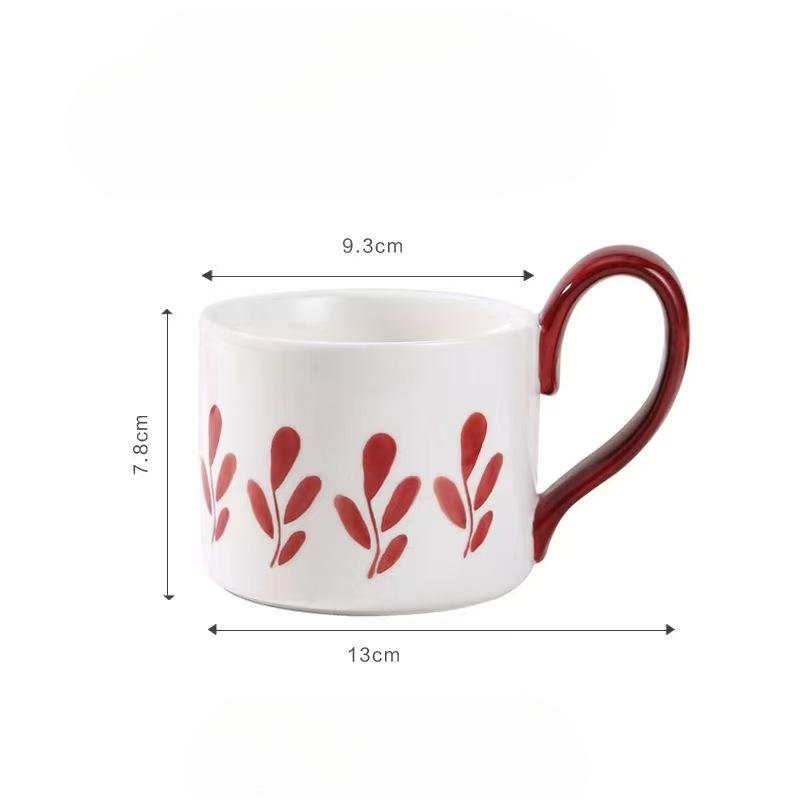 Siyue Watercolor Japanese Retro Coffee Cup for Girls with High Appearance Water Cup Sense Household Ceramic Mug Large Capacity