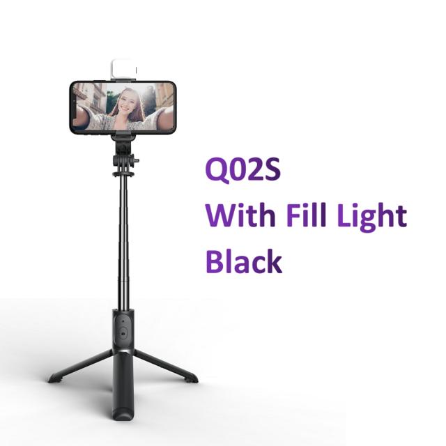 

Q02S Беспроводная Bluetooth палка для селфи складной мини-штатив с заполняющим светом затвора пульт дистанционного управления для Huawei IOS Android Fill light чёрный