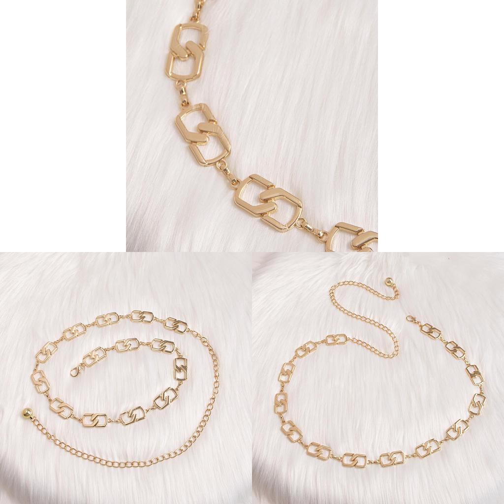 Stylish Gold Female Waist Chain With Engraved Details For Spring And Fall Fashion