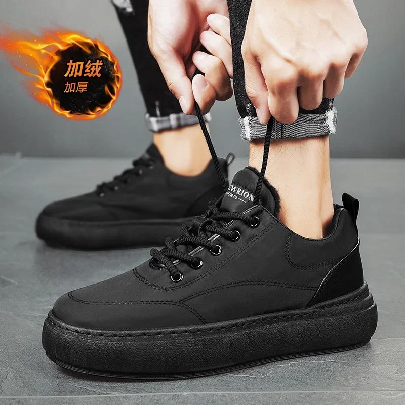 Moda inverno masculino sola grossa sapatos casuais pano de plumas impermeável leve quente ao ar livre sapatos casuais mais veludo tênis grossos