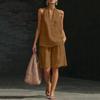 Women's Cotton Linen Tank Top and Shorts Set - Casual Fashion 2 Piece Outfit for Summer, Relaxed Fit, Lightweight and Breathable Material