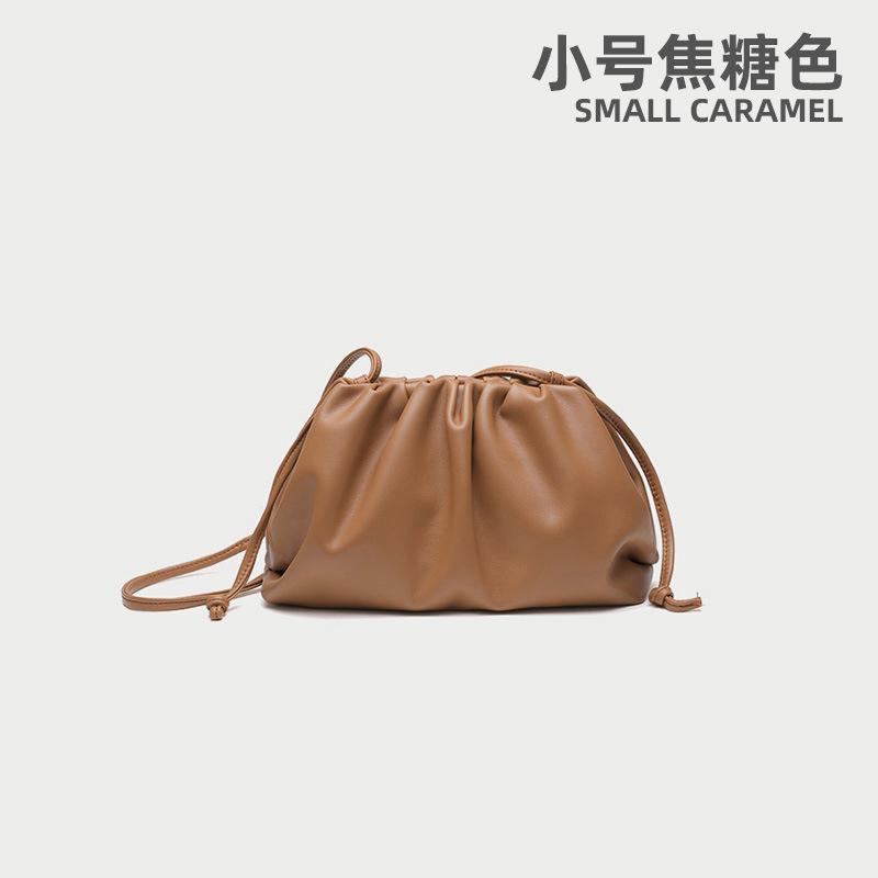 Burgundy Ruched Cloud Bag Women's Chic Underarm Dumpling Purse