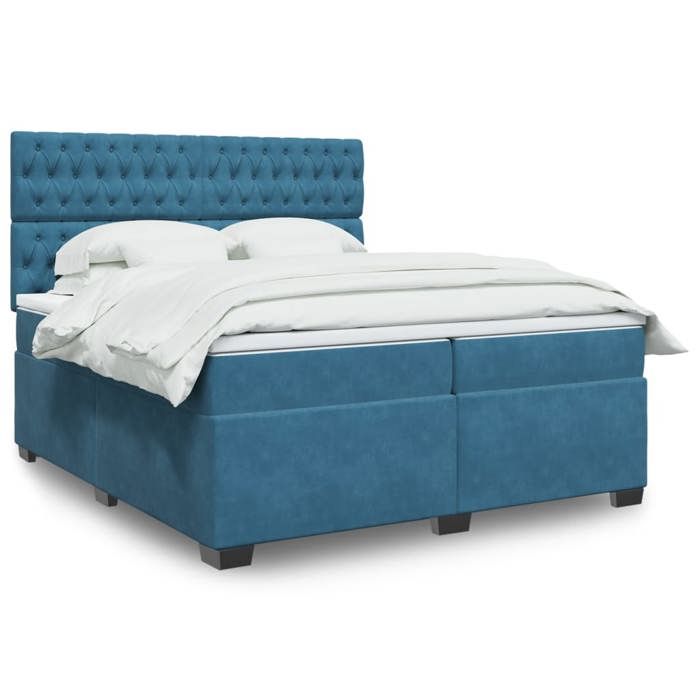 Maison Exclusive - Sommier à lattes de lit et matelas Bleu 200x200 cm velours
