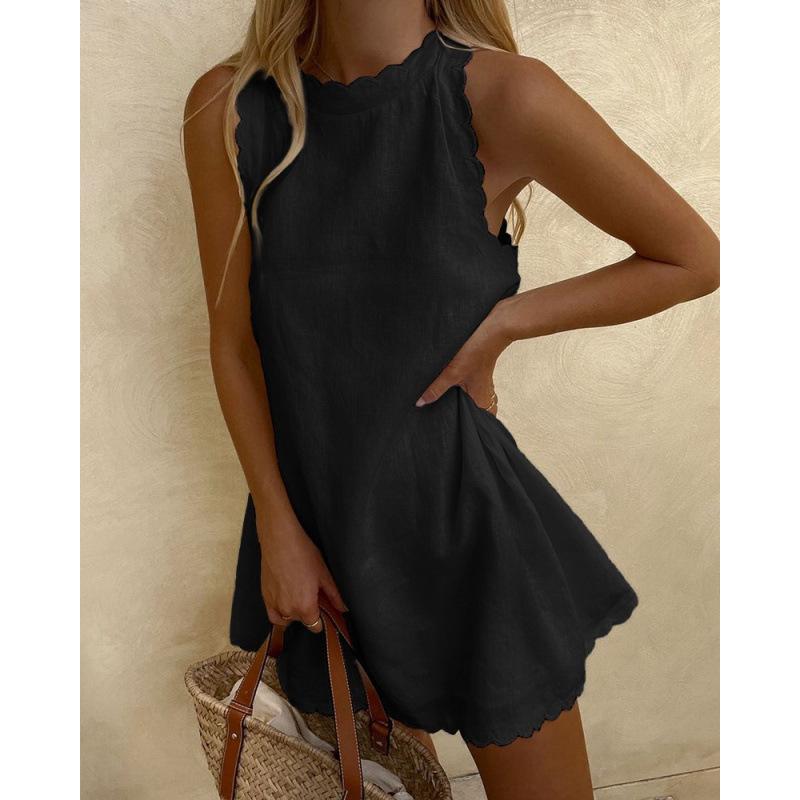 Women's Sexy Solid Color Sleeveless Loose Women's Vest Dress