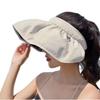 Women's Summer Shell Visor Headband UV Protection Face Covering Open Top Sun Hat Large Brim Outdoor Cap