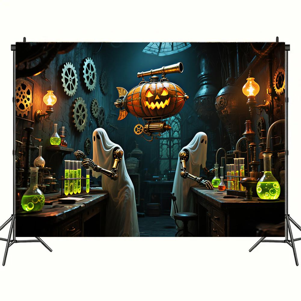 Halloween Wall Art Decor AI Spooky Pumpkin Candy House Gothic Cemetery Poster Horror Fantasy Room Decor Mystery Festive Holiday Background Painting