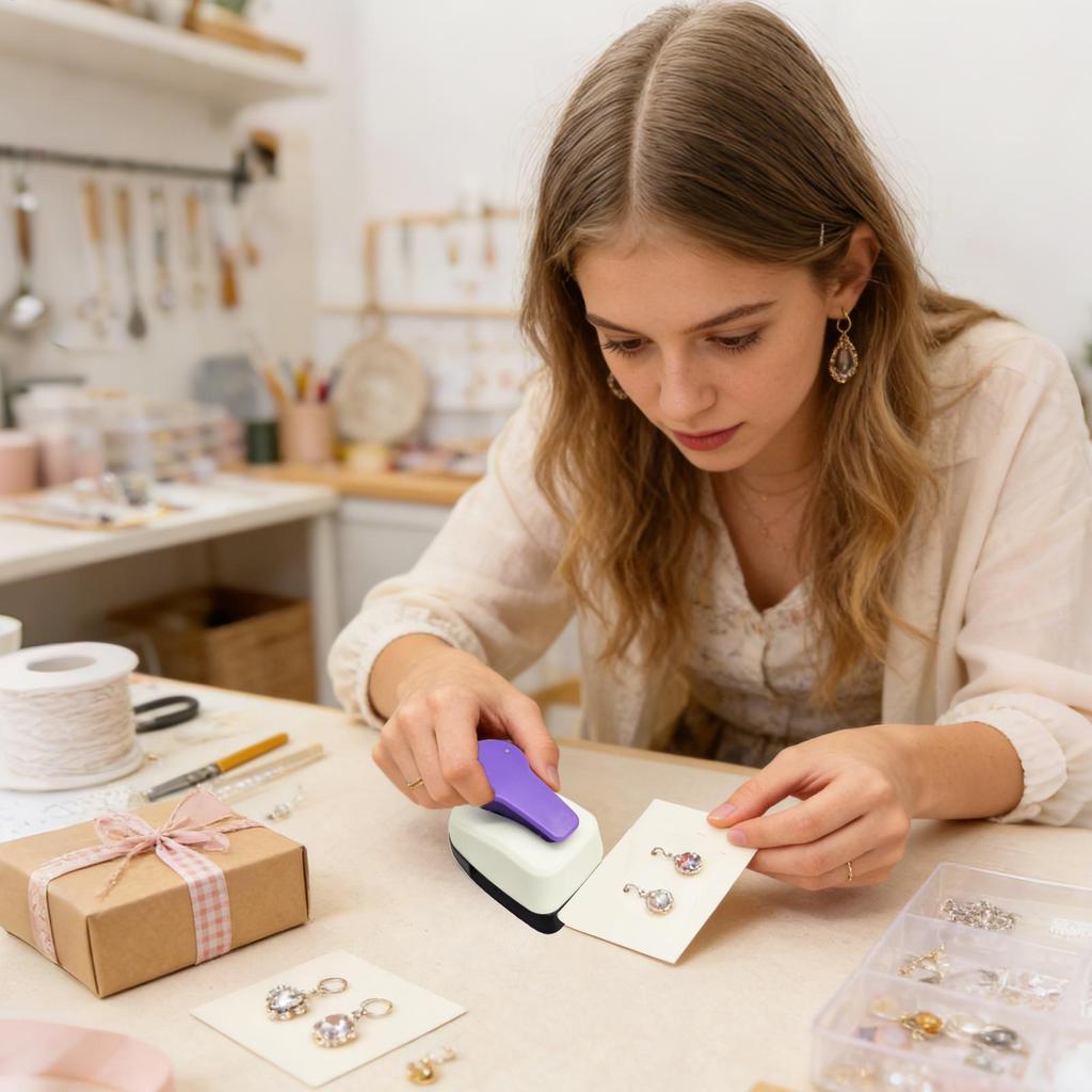 Precision Earring Card Punch - Multi-Purpose Hole Puncher Paper Crafts Perforator Tool For Jewelry Display,  Scrapbooking Card