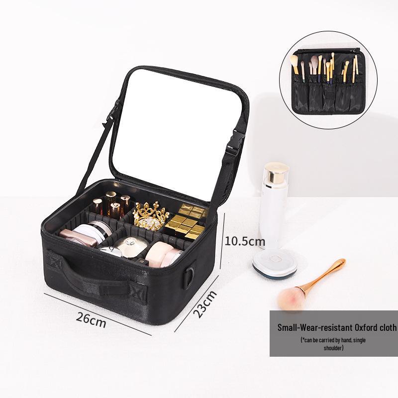 

Portable Embroidered Women s Cosmetic Bag with Mirror - 2025 Large Capacity Makeup Case