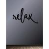 1 Stück Art Deco inspiriertes schwarzes Metall-Wandbild mit Wort „Relax“ – modernes Badezimmer-Dekoschild – zum Aufhängen