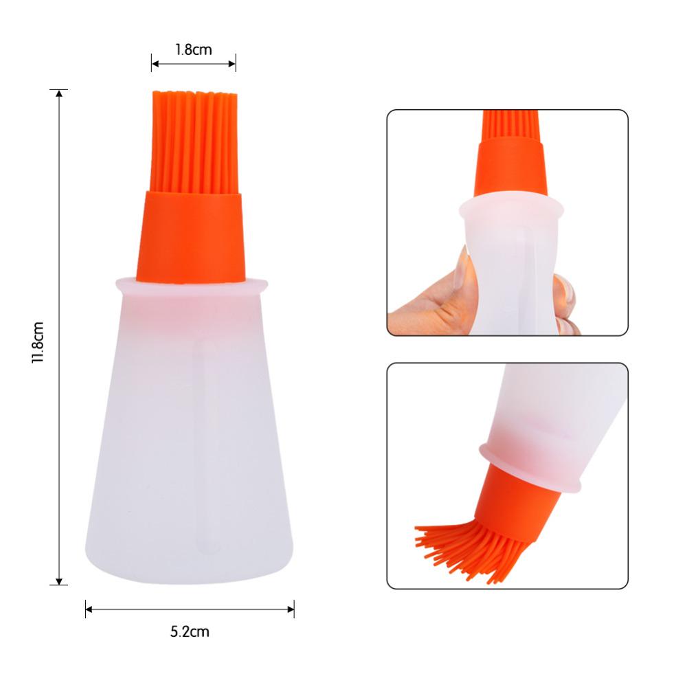 Silicone Oil Bottle with Brush & Cover Baking BBQ Basting Brush Pastry Oil Brush Kitchen Baking Honey Oil Barbecue Tool Gadgets