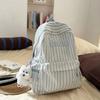 Spacious And Light Striped Nylon Backpack With Padded Straps For Girls School