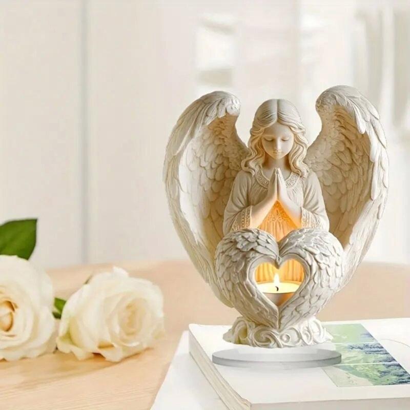 White Angel With Heart Design 2D Flat Acrylic Sculpture Tabletop Decoration Ornament For Christmas Home Blessing Gift