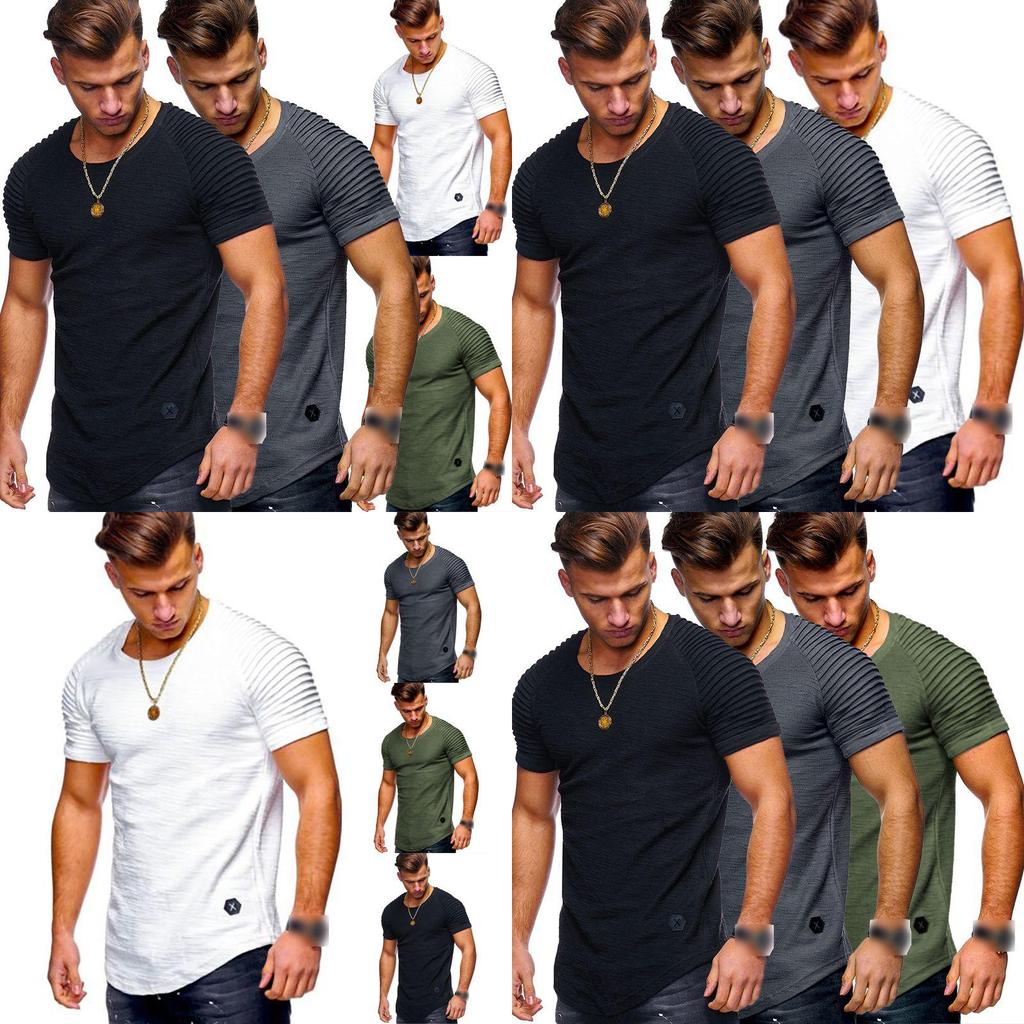 Men's Slim Fit O-neck Short Sleeve Muscle Tee T-shirt In Soft Breathable Fabric