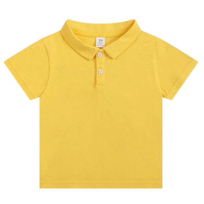 2025 Kids' Elastic Cotton Polo T-Shirts: Summer Short-Sleeve Solid Colors for Boys & Girls, Small & Medium Sizes.
