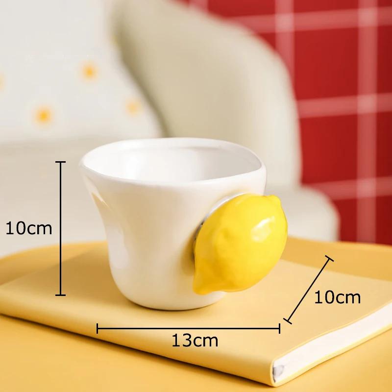 Fun Strawberry/Lemon Handle Mug Ceramic Cups Dining Table Coffee Mugs Afternoon Tea Teacup Water Cup Fruits Juice Container