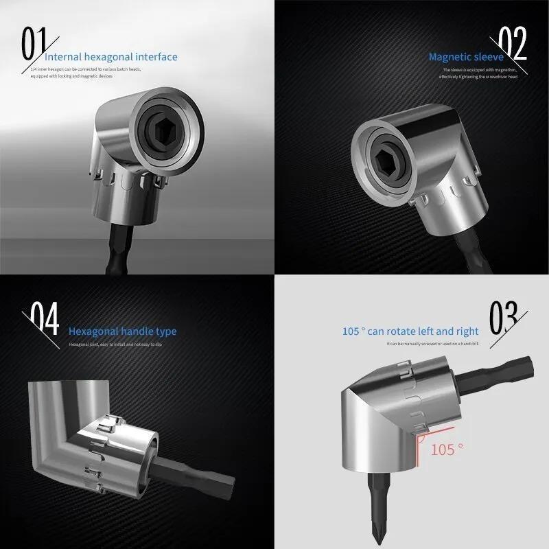 105 Degree Right Angle Drill Corner Tool Screw Hub Bend Screwdriver Bit Attachment Screw Hub Conversion Head for Electric