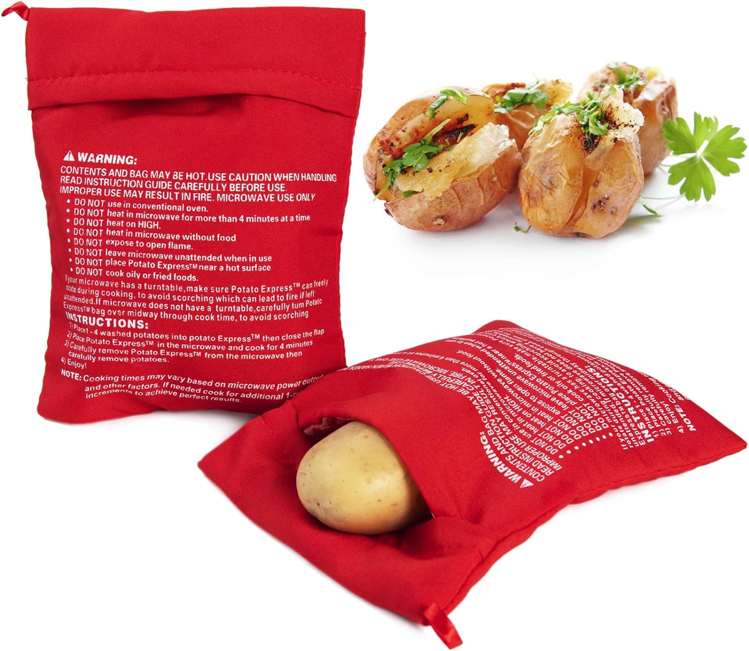 Reusable Microwave Potato Bag Red Microwave Oven Baked Bags Pouch Potatoes Corn Sweet Potato Heating Tools Cooking Bags 19x25cm 949₽