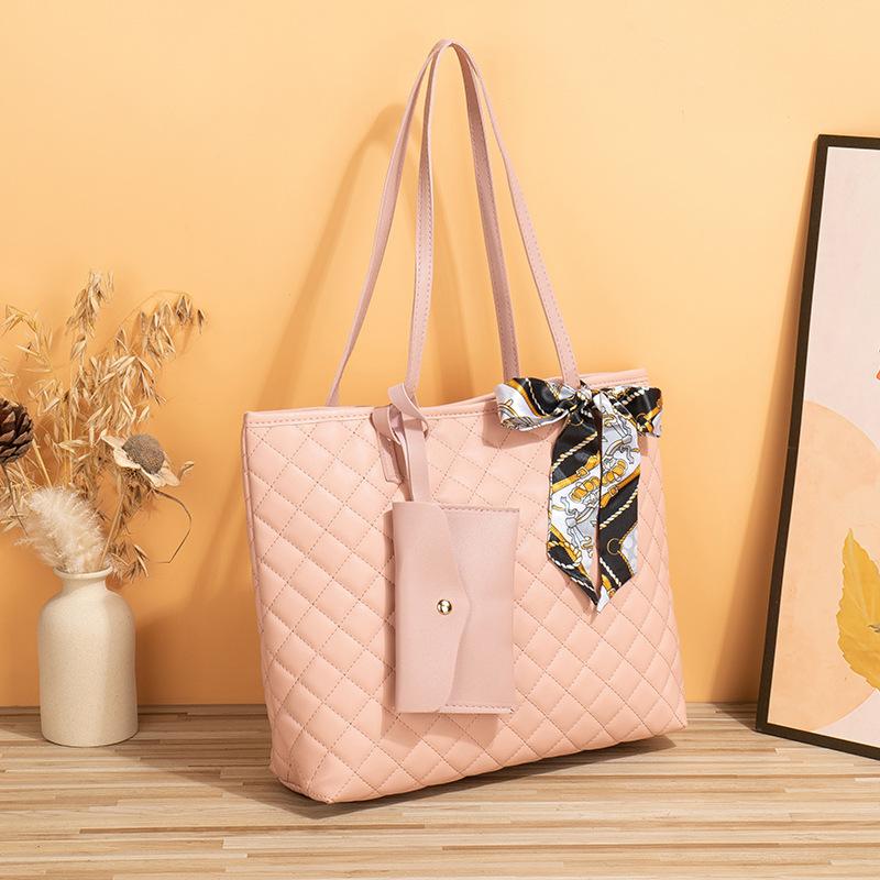 Large Capacity Ladies' Scarf  Elegant Diamond Pattern  Embroidered Bag  Fashionable