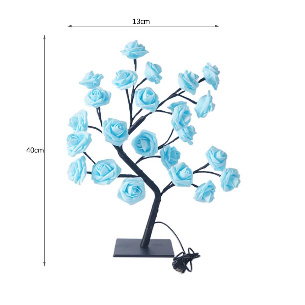 LED Rose Flower Table Night Lamp 5V USB Operated Bedside Tree Lamp Indoor Room Decorative Desk Light For Bedroom Home Decoration