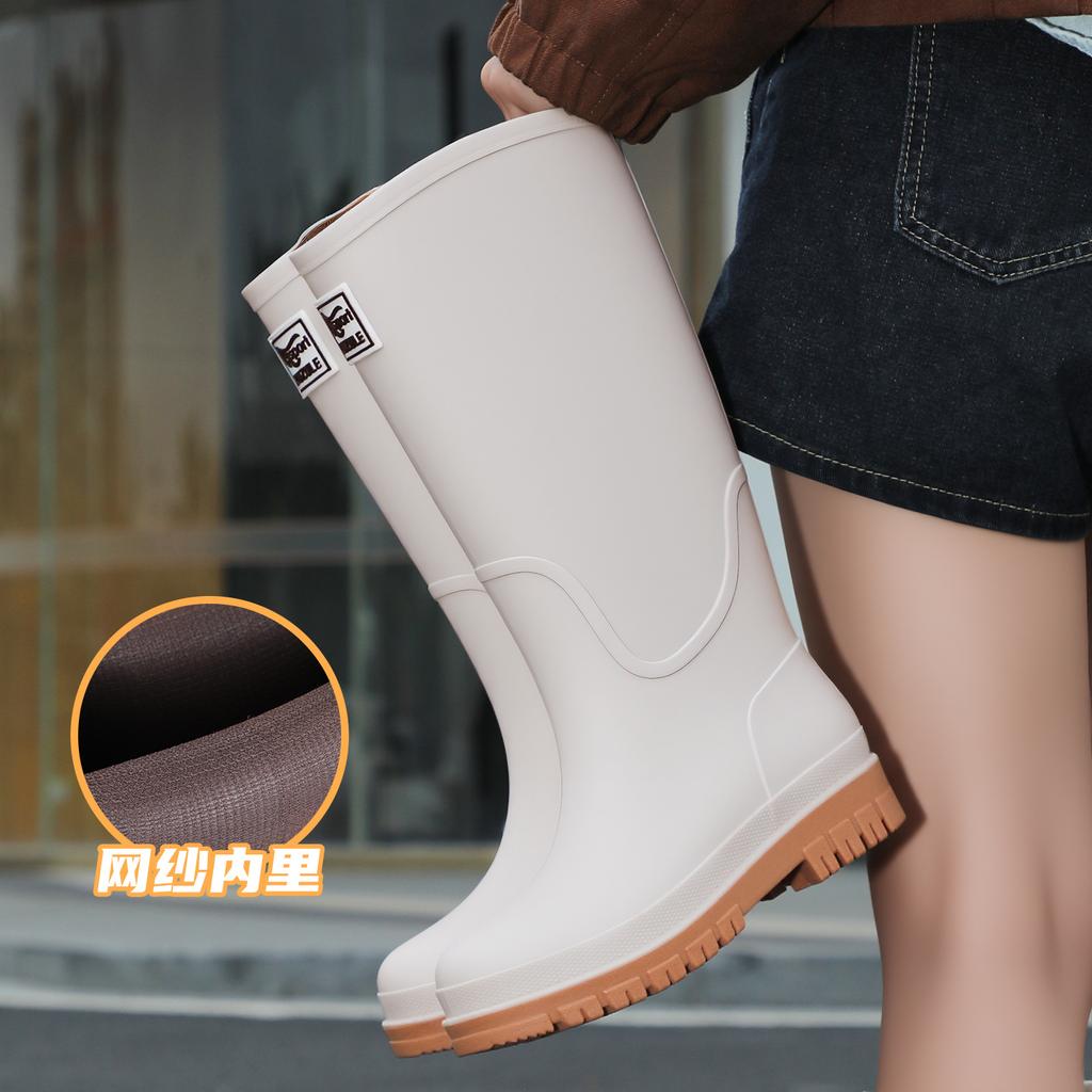 High anti-skid rain boots women's PVC rubber shoes adult four-season outer wear rain shoes rain boots thick sole wear-resistant