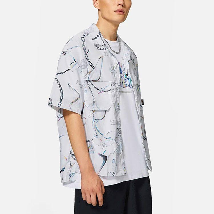 Li Ning Wade Collection Shirts Men's White Gray Lapel Moderate Other ASHS445-1