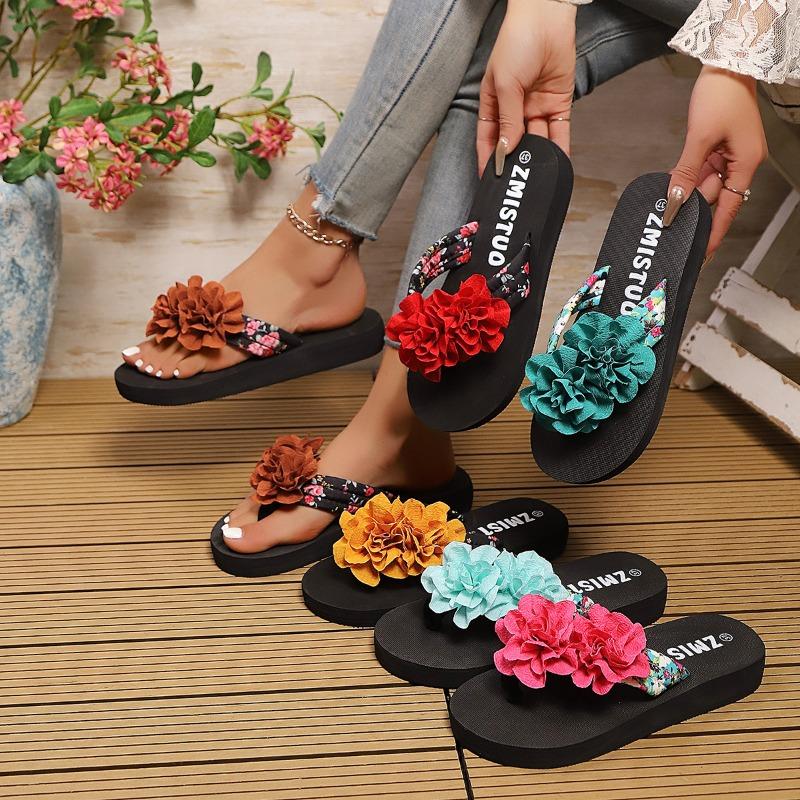 Summer lazy wind flower flip-flops one-pedal design soft sole non-slip daily commuter women's shoes