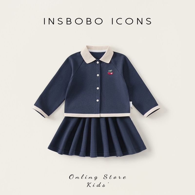 Insbobo Girls' Suit 2026 Spring New Style Baby Girl Suit Dress Girl Long-Sleeved Fashionable Kidsren's Cardigan