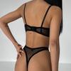 Ästhetisches Grunge Ultra Dünne Sets Damen Durchsichtig Sexy Gepunktet Halbschalen Zweiteiliges Set Mode Tanga Dessous Anzug