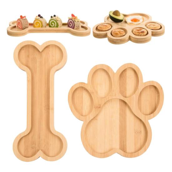 Bamboo Serving Tray Bone or Claw Shaped Charcuterie Board Snack Platter Rustic Candy Dish for Housewarming Party Supplies Dog Lovers Gift