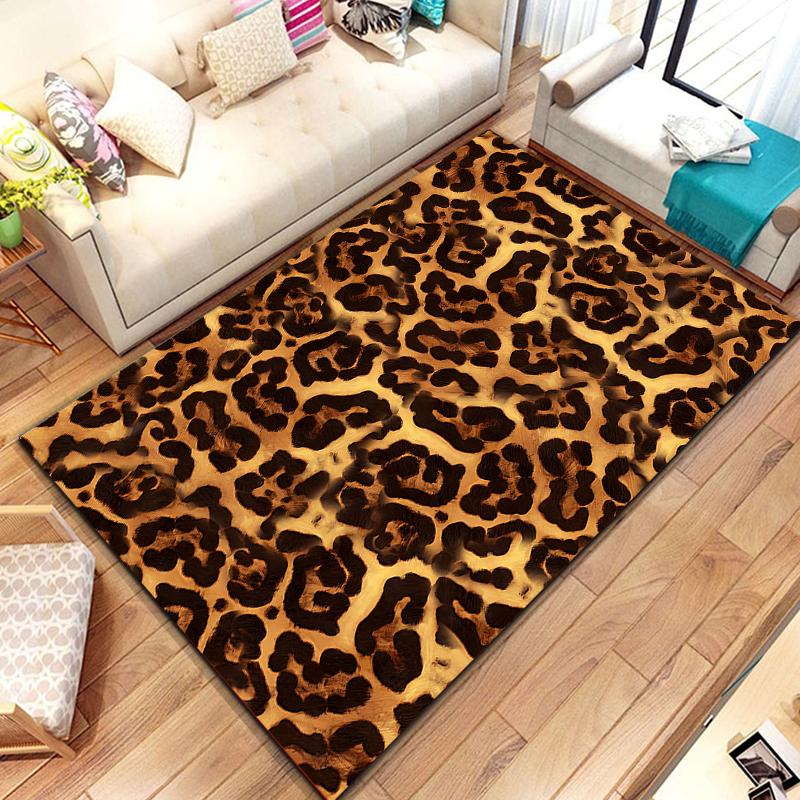 Leopard Print Printed Texture Fur Carpet For Living Room Panther Wild Tiger Lion Area Large Rug Non Slip Bathmat Home Decor Mat