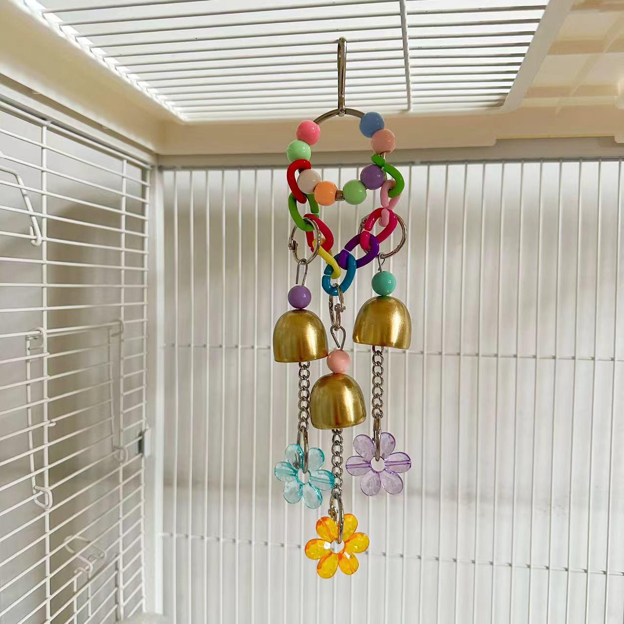 Parisian Style Romantic Heart Bell Chew Toy for Birds