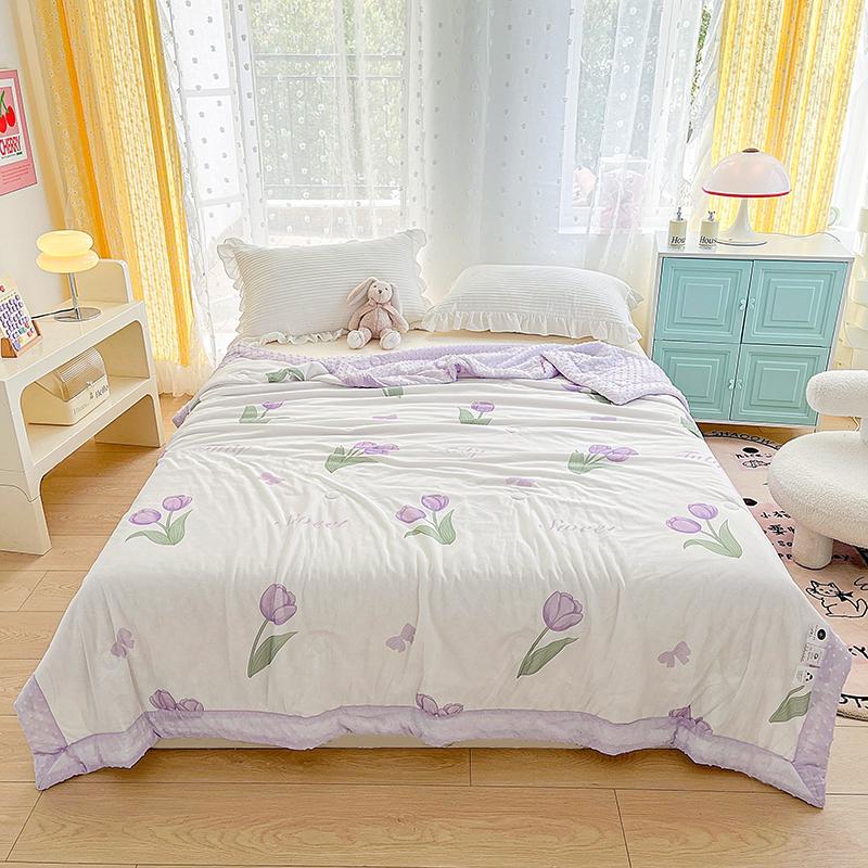 

Розовый Плед Кондиционер Гладкий Легкий Цветочный Летнее Одеяло с Охлаждающими Одеялами из Ледяного Шелка Универсальный для Четырех Сезонов 150x200cm Only Quilt