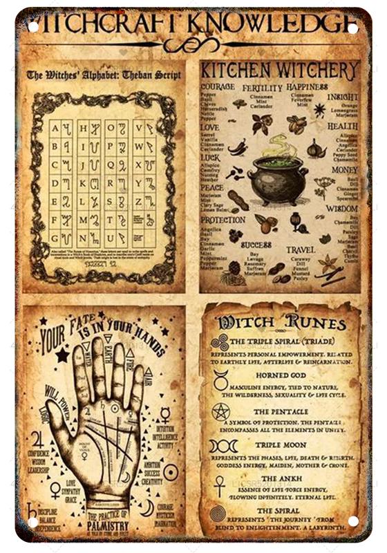 Vintage Witchery Painting Metal Signage Halloween Magic Poster Home Living Room Club Bar Hallway Art Wall Decor Iron Paintin