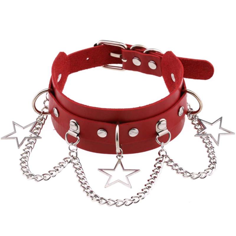 1Pc Punk Women Harajuku Heart Religion Cross PU Leather Choker Necklaces Punk Gothic Spike Rivet Collares Bell Torques Jewelry