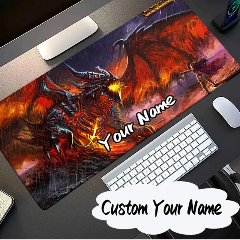 Custom Name Mouse pad Dragon's Fiery Warcraft game Mouse pad, Gaming Mouse Pad, keyboard pad, Desk Decor for computer notebook Fan Birthday Gift