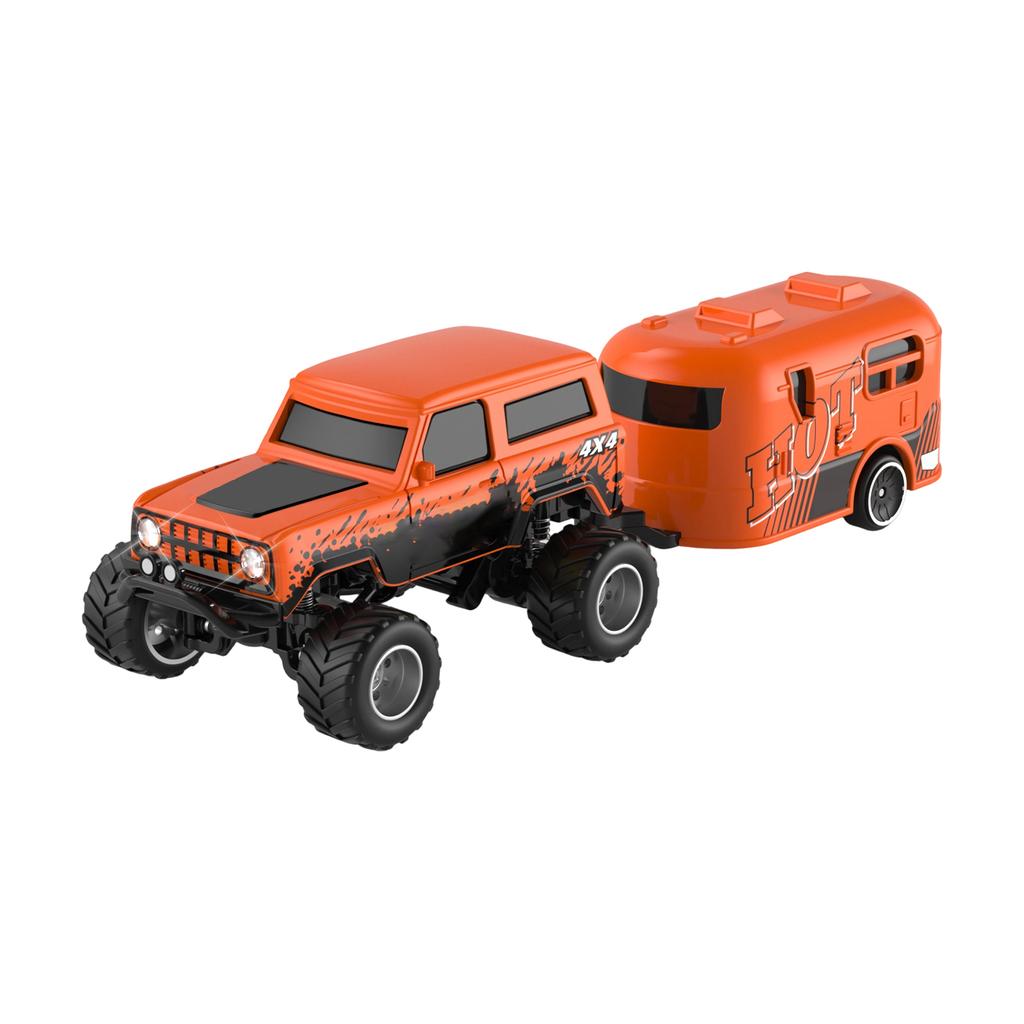RC Truck, 1:Maßstab 64 LKW mit Lichtern, ferngesteuerter LKW, 2,4 GHz RC-LKW, wiederaufladbare ferngesteuerte Sattelzugmaschine mit Anhänger