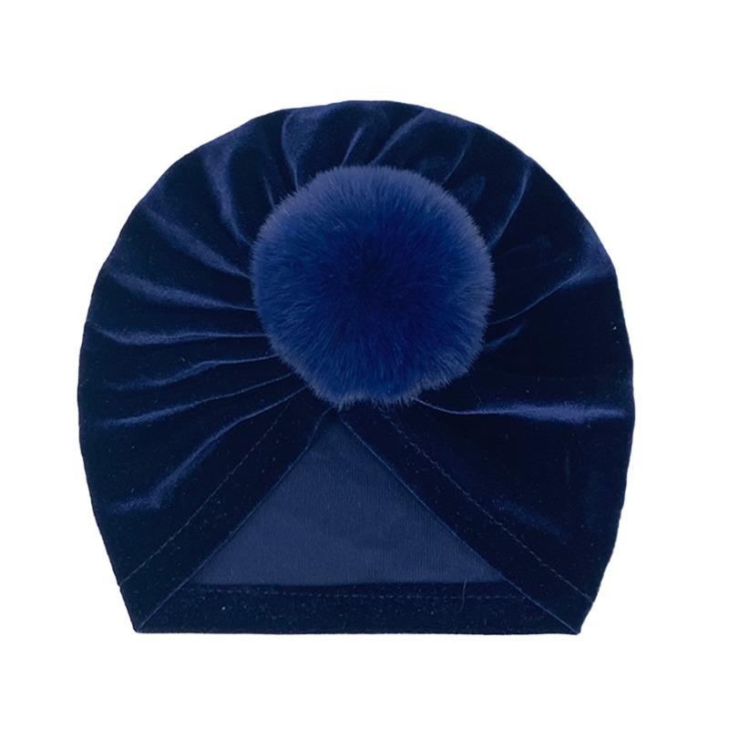 Winter Golden Velvet Hairball Cap Autumn Popular Infant Warm Hat Babyhat Dome Baby