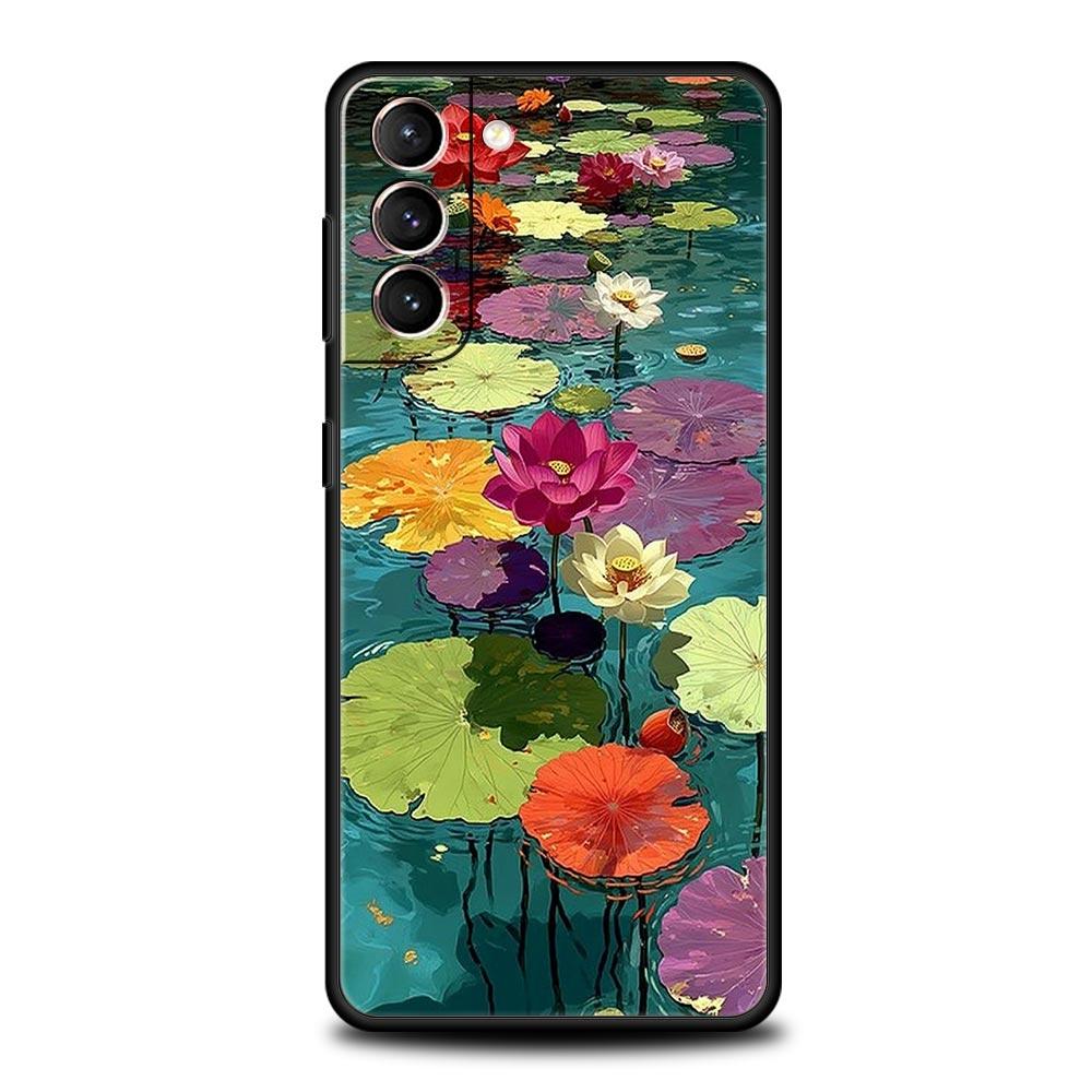 Phone Case For Samsung Galaxy S25 Edge S24 S23 S22 S21 Ultra S20 FE 5G S10 S10E S9 Plus Soft TPU Cover Oil Painting Flower