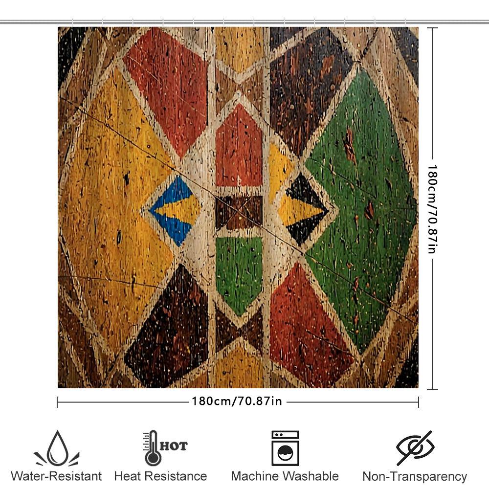 Rideau de douche Vintage Motif Kilim Turc Imperméable Décor de Salle de Bain Esthétique Ferme Toile de Fond Moderne en Tissu