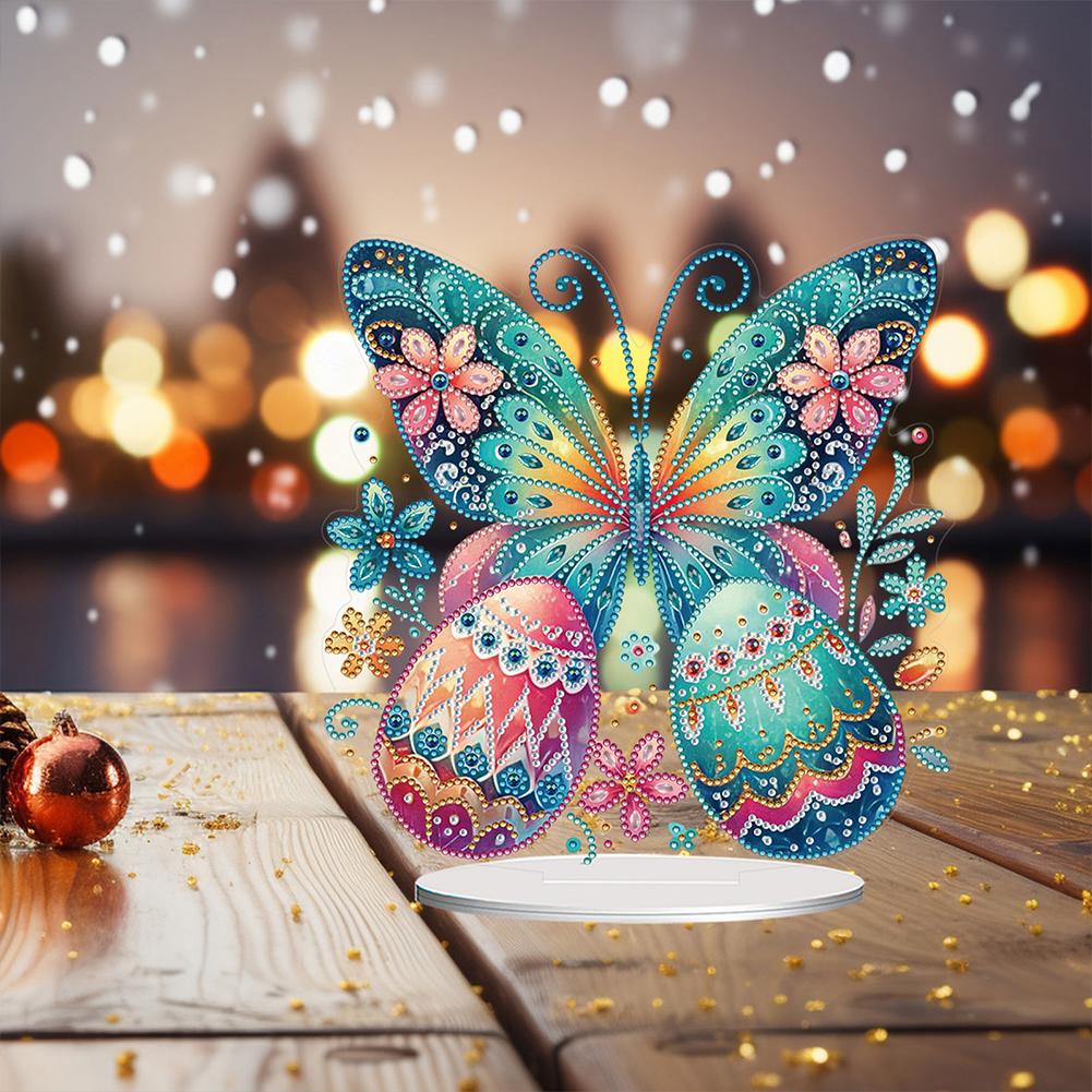 Acrylic Special Shape Butterfly Easter Eggs Table Top Diamond Painting Ornament Kits 5D DIY Diamond Art Tabletop Decorations