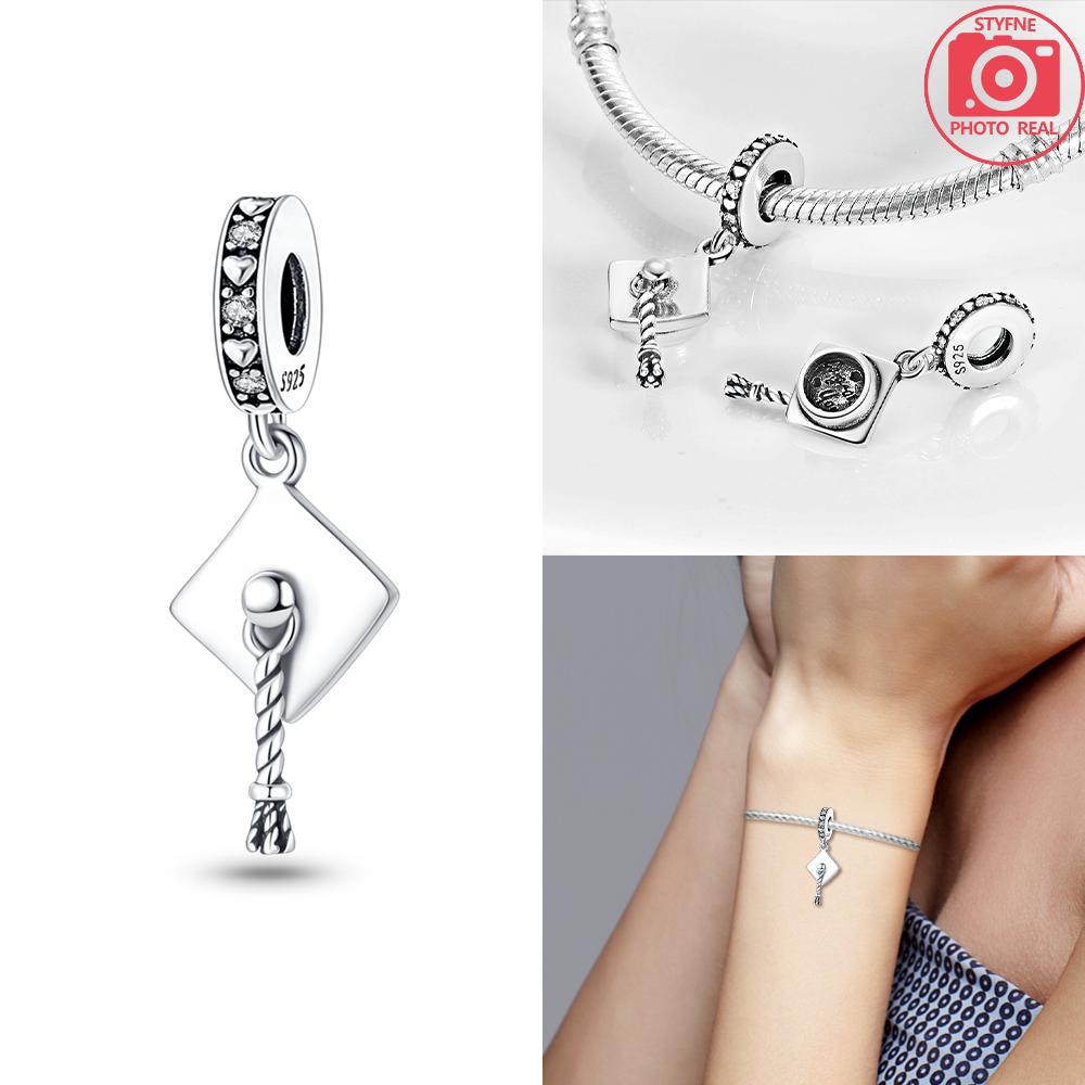 

925 Silver Suitcase Blue Air Balloon Charms Bachelor Hat Beads Pendant Fit Bracelet Woman DIY Jewelry Gifts Making