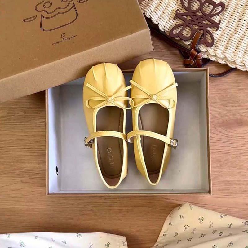 New Style Popular Ballet Flats Women's Mary Jane Shoes Round Toe Women's Luxury Shoes Bow Silk Satin Flats Women Shoes Plus Size