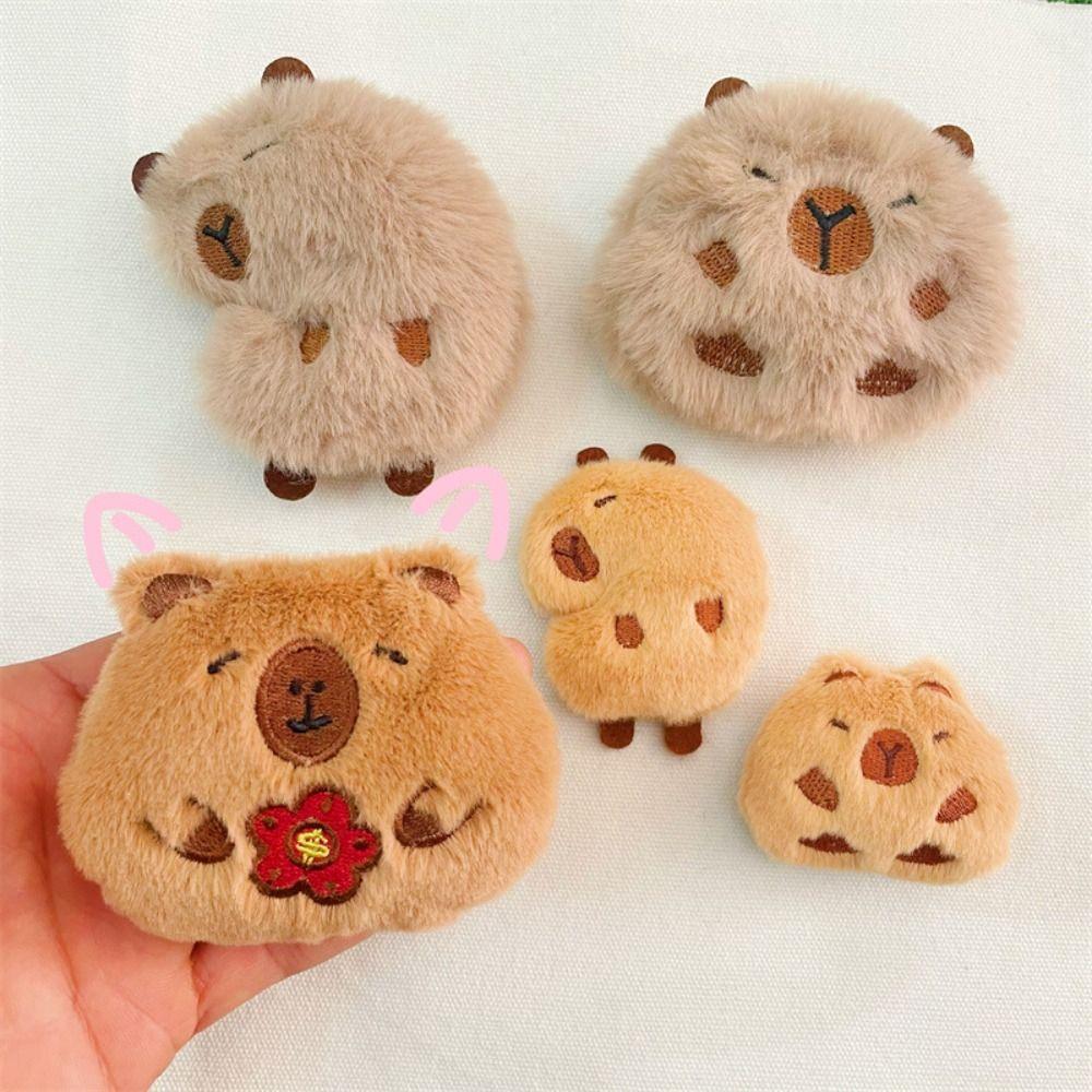 

Animal Shape Plush Badge Furry Cartoon Brooch DIY Tools Capybara Pin Backpack Decoration styleD
